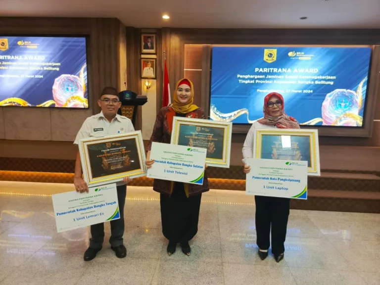 Pemkot Pangkalpinang Terima Penghargaan Terbaik 1 Paritrana Award Tingkat Provinsi Babel